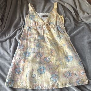 Yellow and Blue Sleeveless V-Neck Sundress